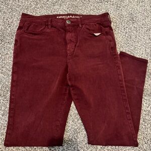 American Eagle Outfitters Men's Dark Red Skinny Jeans